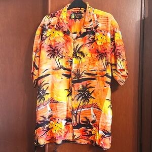 Roundy Bay Tropical Sunset Button Down Sz XL